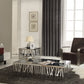 HomeRoots 32" Glass and Stainless Steel Coffee Table