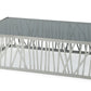 HomeRoots 32" Glass and Stainless Steel Coffee Table