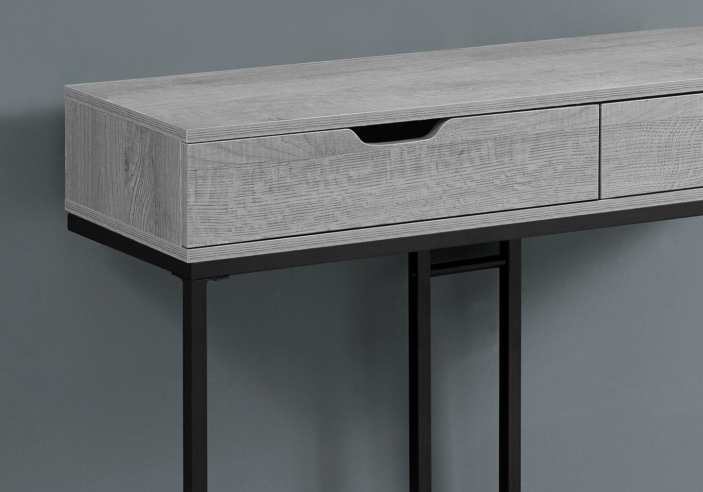HomeRoots 32" Grey Finish and Black Metal Accent Table