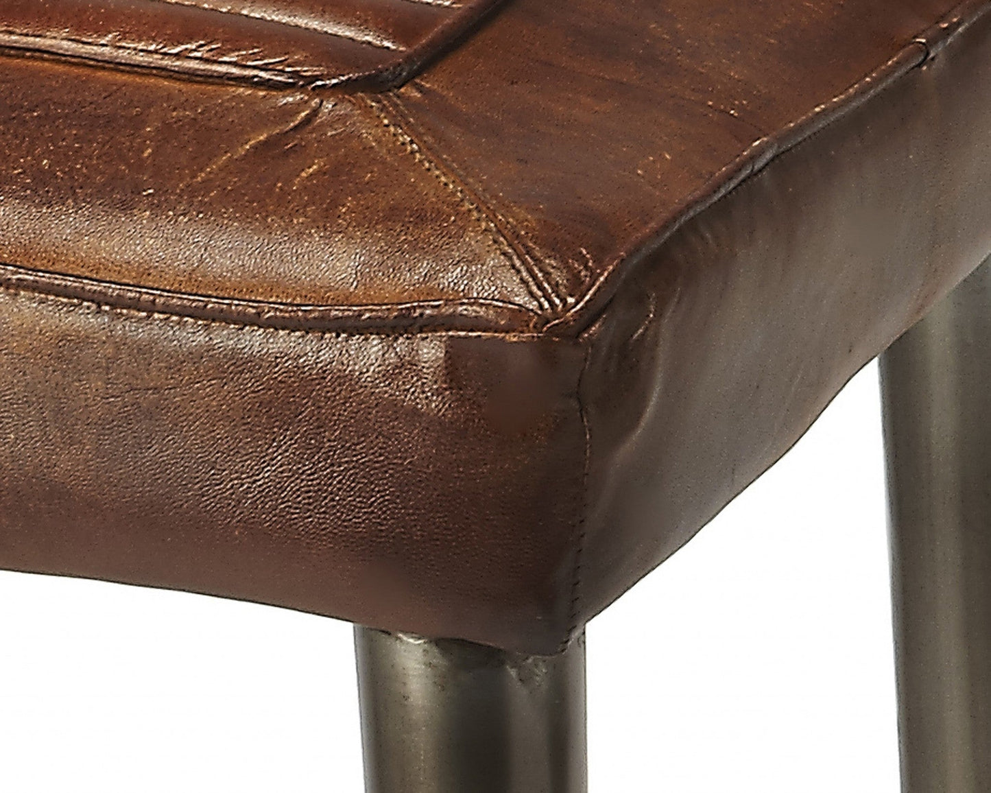 HomeRoots 32" Iron Backless Counter Height Bar Chair With Footrest in Brown and Gray Finish
