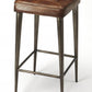 HomeRoots 32" Iron Backless Counter Height Bar Chair With Footrest in Brown and Gray Finish