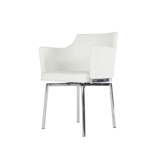 HomeRoots 32" Leatherette And Steel Dining Chair In White