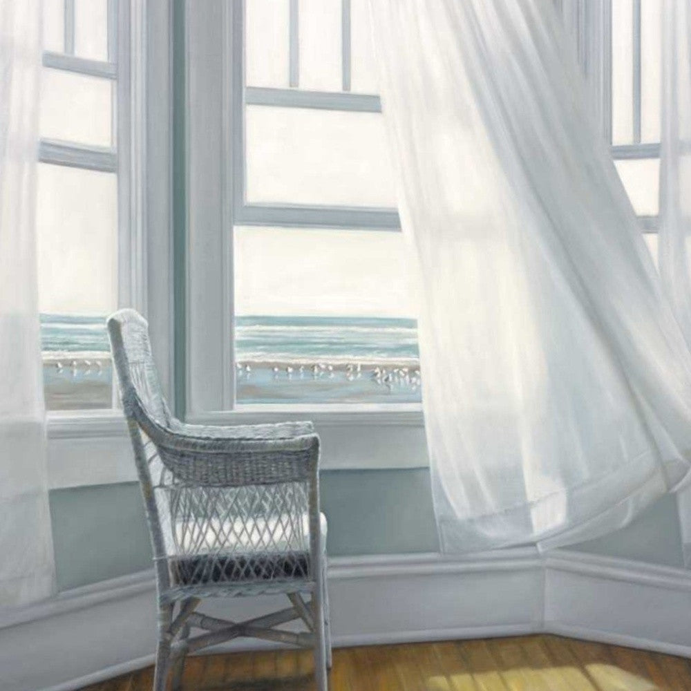 HomeRoots 32" Lonesome Single Chair with Flying White Curtains Giclee Wrap Canvas Wall Art