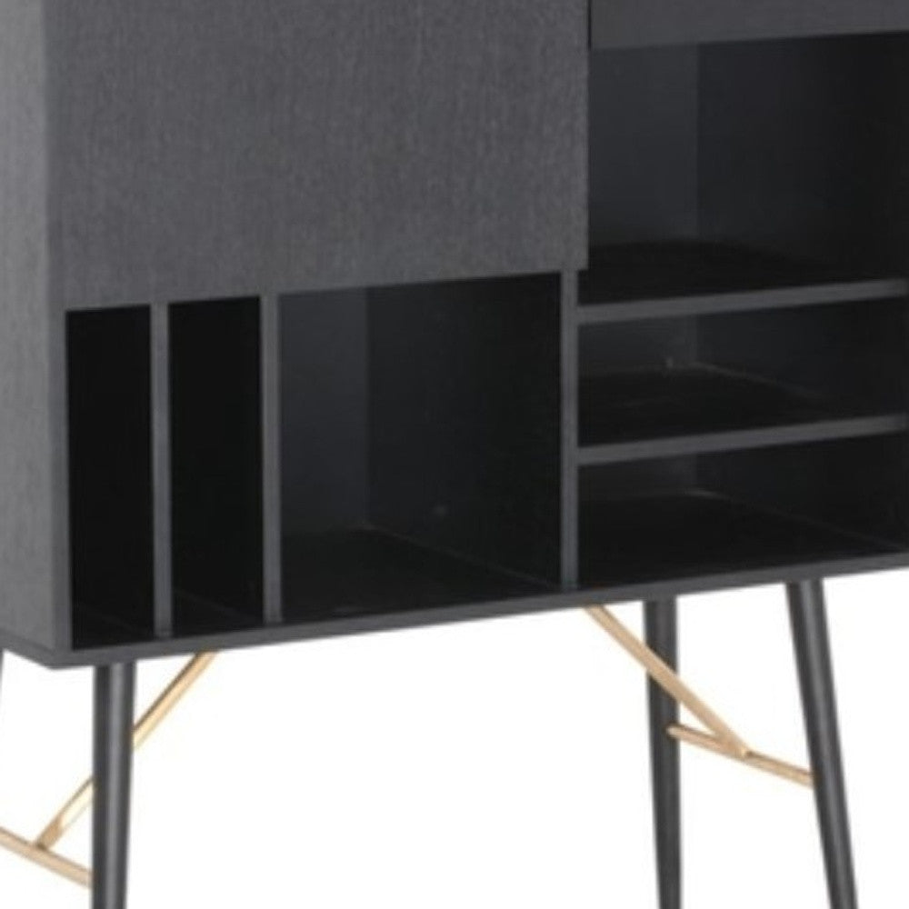 HomeRoots 32" MDF And Glass Buffet In Black Finish