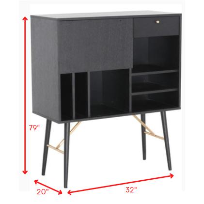 HomeRoots 32" MDF And Glass Buffet In Black Finish