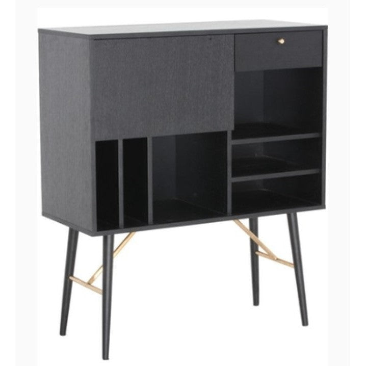 HomeRoots 32" MDF And Glass Buffet In Black Finish