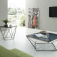 HomeRoots 32' Smoked Glass and Stainless Steel Coffee Table