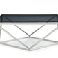 HomeRoots 32' Smoked Glass and Stainless Steel Coffee Table
