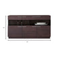 HomeRoots 32" Veneer And Glass Buffet in Brown Finish