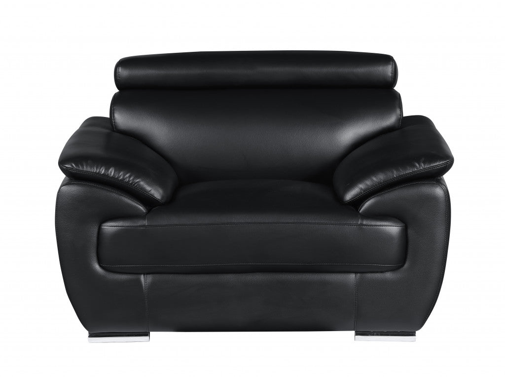 HomeRoots 32" to 38" Captivating Leather Chair in Black Finish