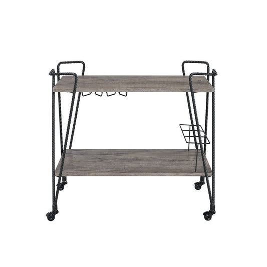 HomeRoots 32" x 16" x 31" Metal Serving Cart In Black