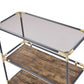HomeRoots 33" Clear Glass Mirrored End Table With Two Shelves in Black and Gold Finish