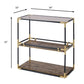 HomeRoots 33" Clear Glass Mirrored End Table With Two Shelves in Black and Gold Finish