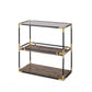HomeRoots 33" Clear Glass Mirrored End Table With Two Shelves in Black and Gold Finish