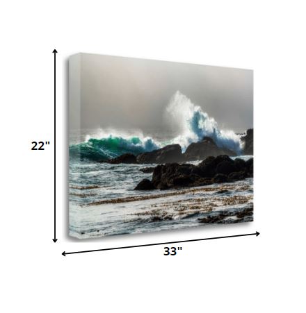 HomeRoots 33" Dramatic Crashing Wave Giclee Wrap Canvas Wall Art