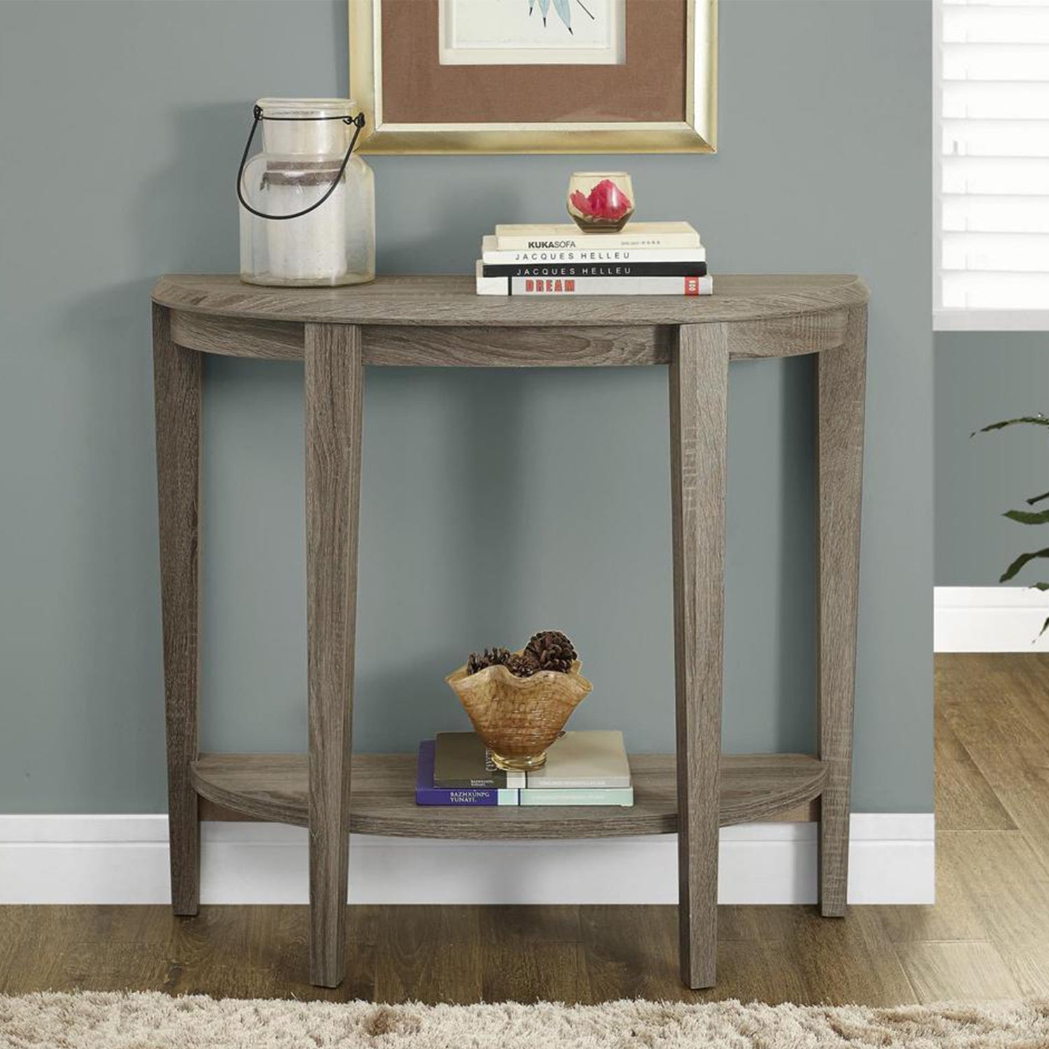 HomeRoots 33" End Table With Shelf in Deep Taupe Finish