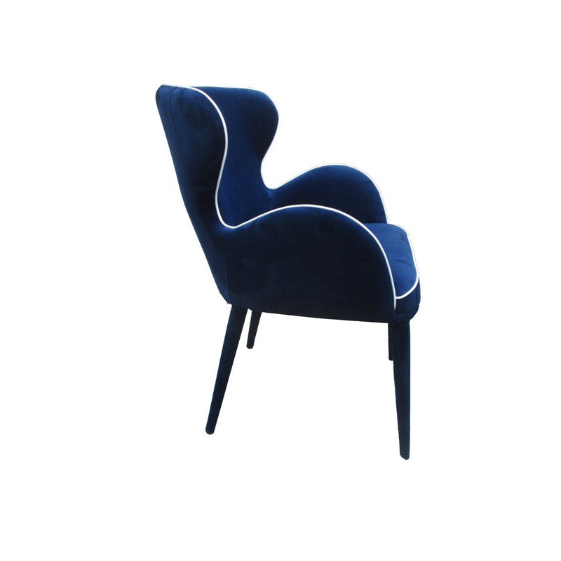 HomeRoots 33" Fabric And Metal Dining Chair In Blue