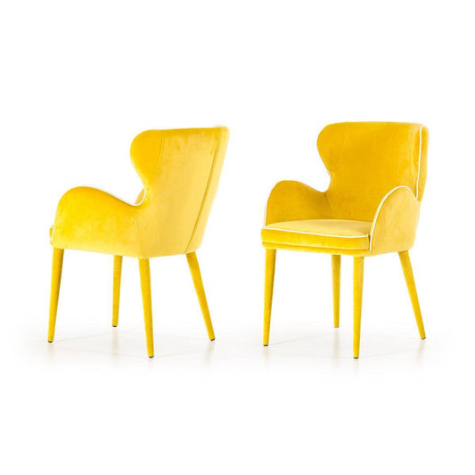 HomeRoots 33" Fabric And Metal Dining Chair In Yellow