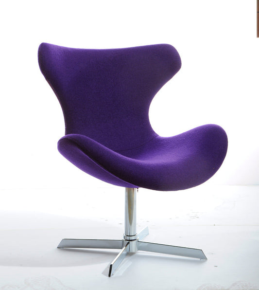 HomeRoots 33" Fabric Polyester and Wool Lounge Chair in Purple Finish