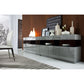 HomeRoots 33" High Gloss Glass Buffet In Grey Finish