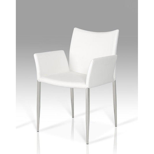 HomeRoots 33" Leatherette And Steel Dining Chair In White Finish