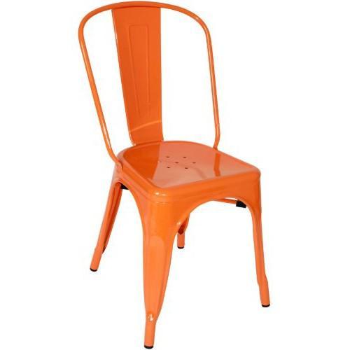 HomeRoots 33" Orange Steel Side Chairs, Set of 4