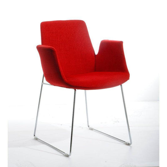 HomeRoots 33" Polyester Fabric And Metal Dining Chair In Red
