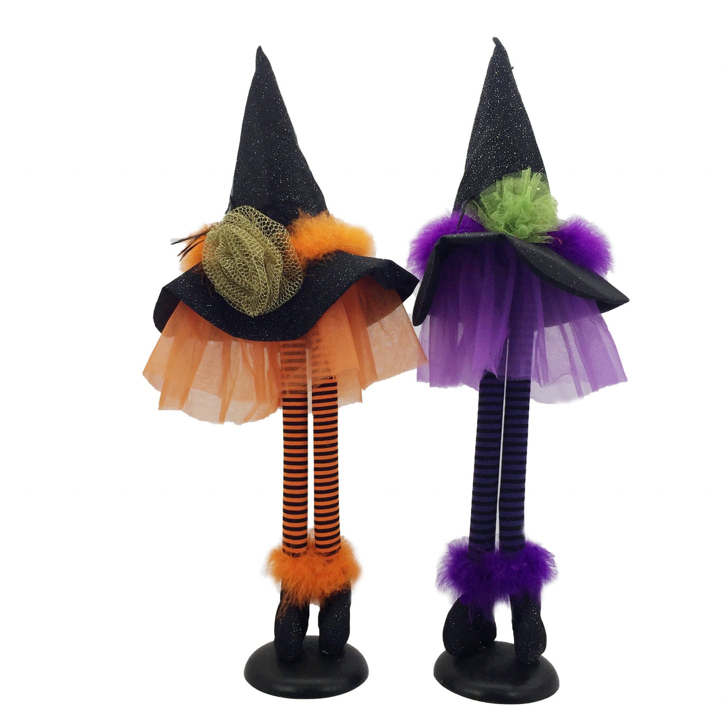HomeRoots 33" Set of Two Purple and Orange Tall Standing Witch Hat Sculptures