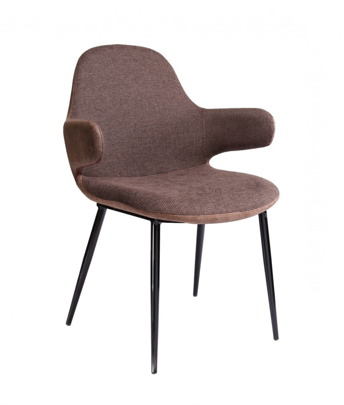 HomeRoots 33" Stylish Fabric and Faux Leather Accent Chair in Brown Finish