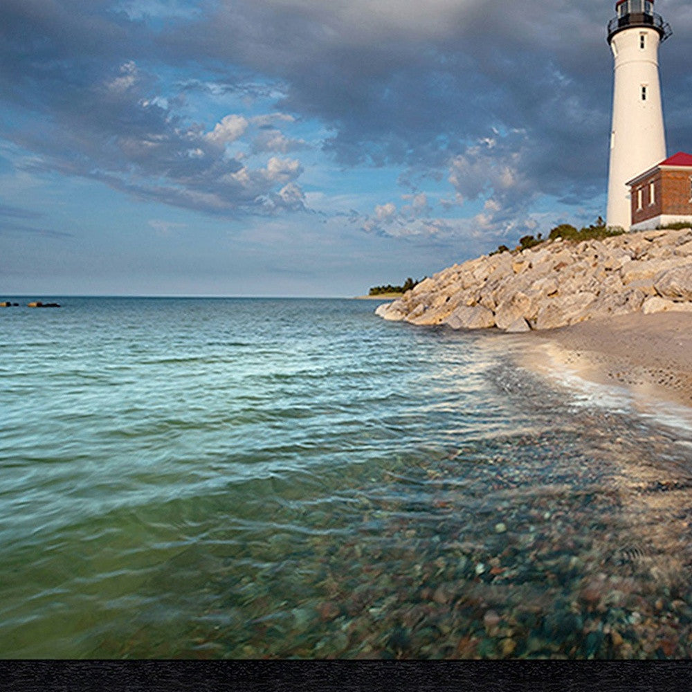 HomeRoots 33" White Light House with Ocean 1 Framed Wall Art