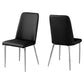 HomeRoots 33" X 36" X 74" Black Leather Look Foam Dining Chairs With Metal Base in Set of Two