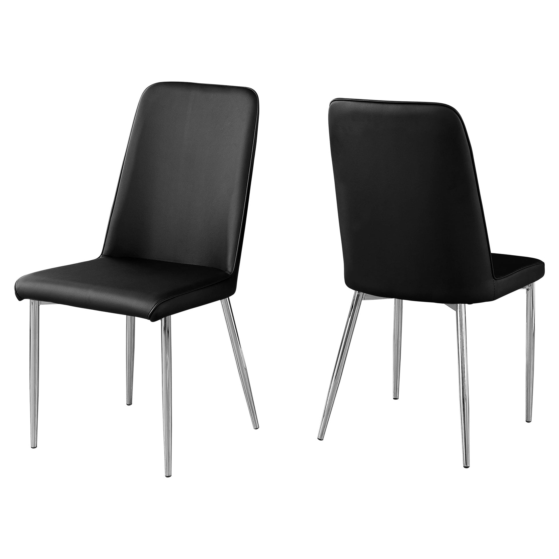 HomeRoots 33" X 36" X 74" Black Leather Look Foam Dining Chairs With Metal Base in Set of Two