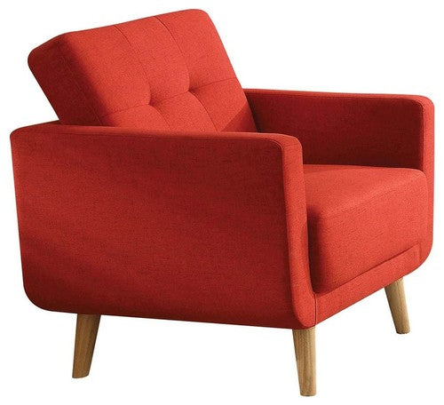 HomeRoots 33" x 31" x 35" Linen Chair in Red Finish