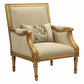 HomeRoots 33' x 32' x 41' Fabric Antique Gold Upholstery Wood LegTrim Accent Chair Pillow