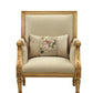 HomeRoots 33' x 32' x 41' Fabric Antique Gold Upholstery Wood LegTrim Accent Chair Pillow