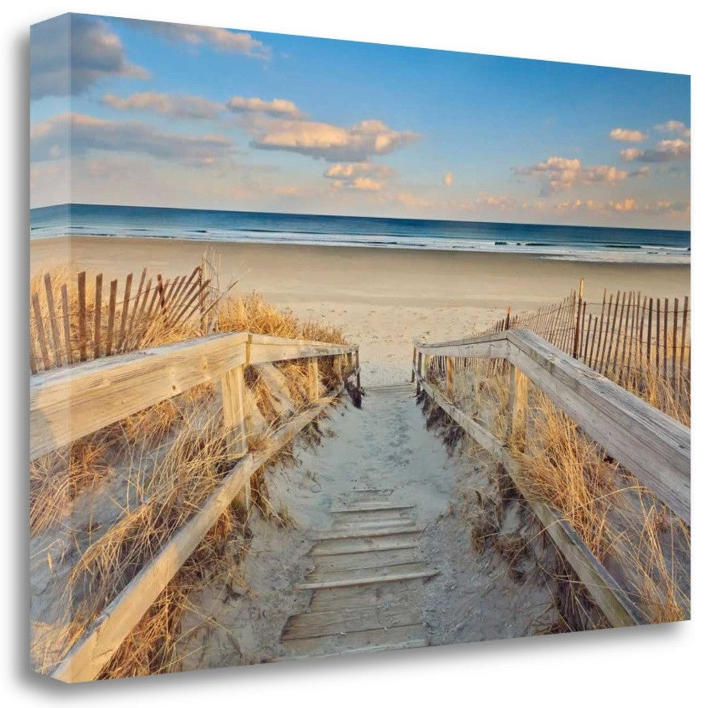 HomeRoots 34" Beach Boardwalk to the Ocean Giclee Wrap Canvas Wall Art