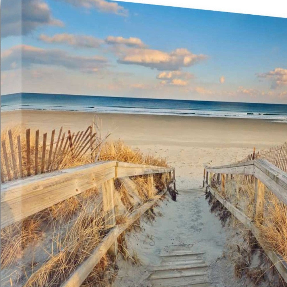 HomeRoots 34" Beach Boardwalk to the Ocean Giclee Wrap Canvas Wall Art