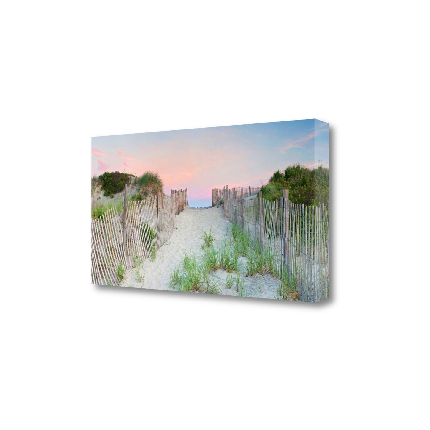 HomeRoots 34" Beach Entrance with Pink Sunset 2 Giclee Wrap Canvas Wall Art