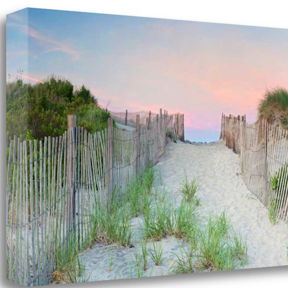 HomeRoots 34" Beach Entrance with Pink Sunset 2 Giclee Wrap Canvas Wall Art
