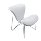 HomeRoots 34" Fabric Polyester and Metal Accent Chair in White Finish
