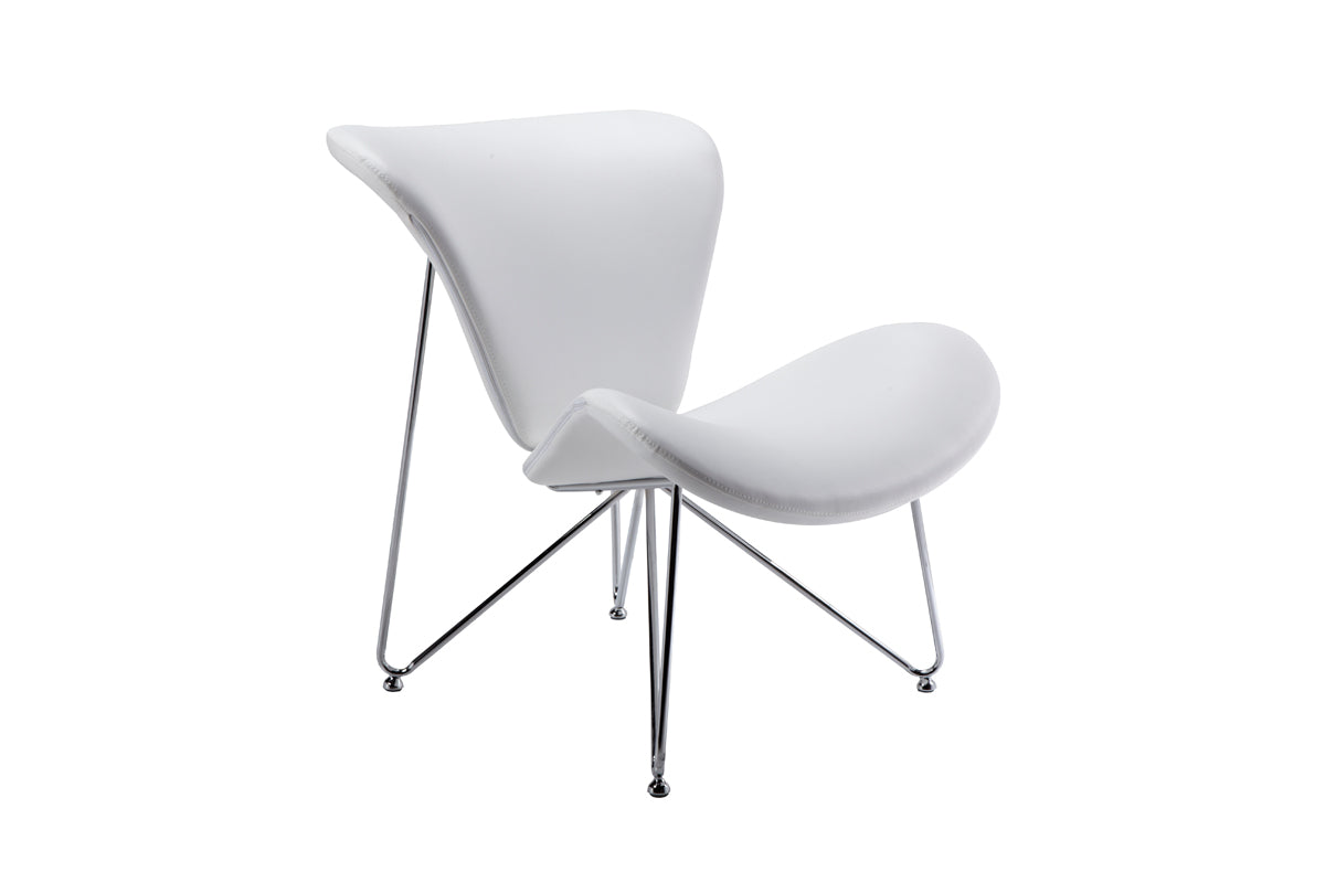 HomeRoots 34" Fabric Polyester and Metal Accent Chair in White Finish