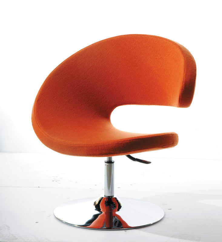 HomeRoots 34" Fabric Polyester and Wool Lounge Chair in Orange Finish