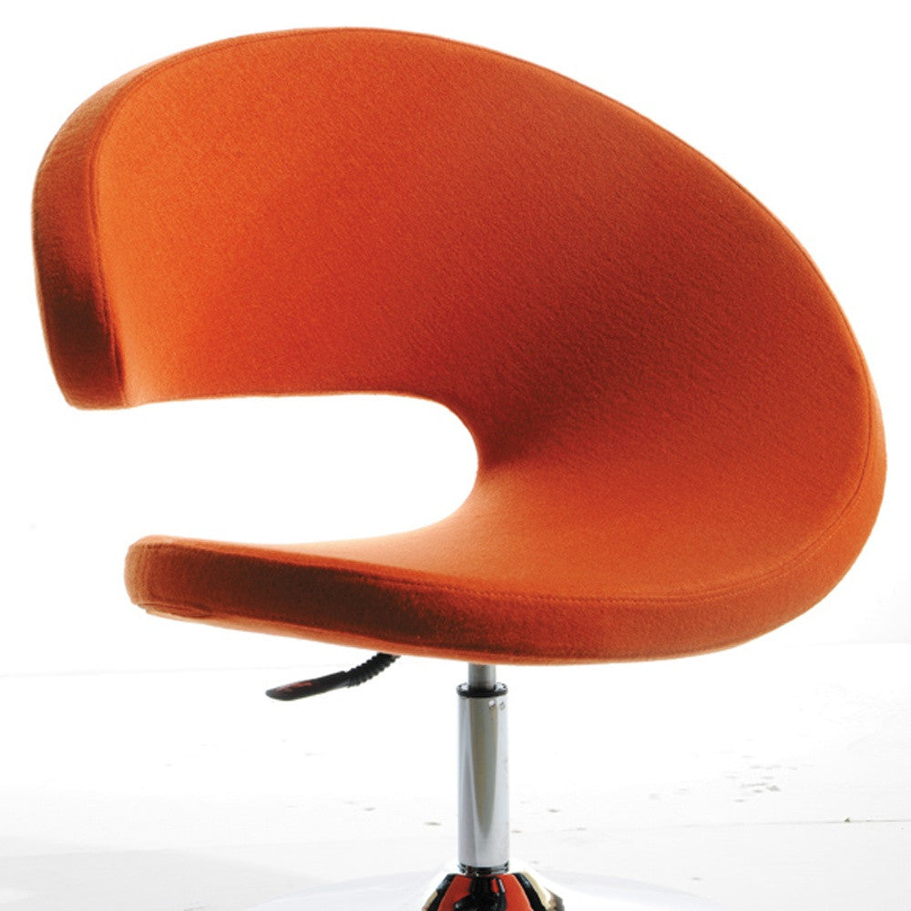 HomeRoots 34" Fabric Polyester and Wool Lounge Chair in Orange Finish