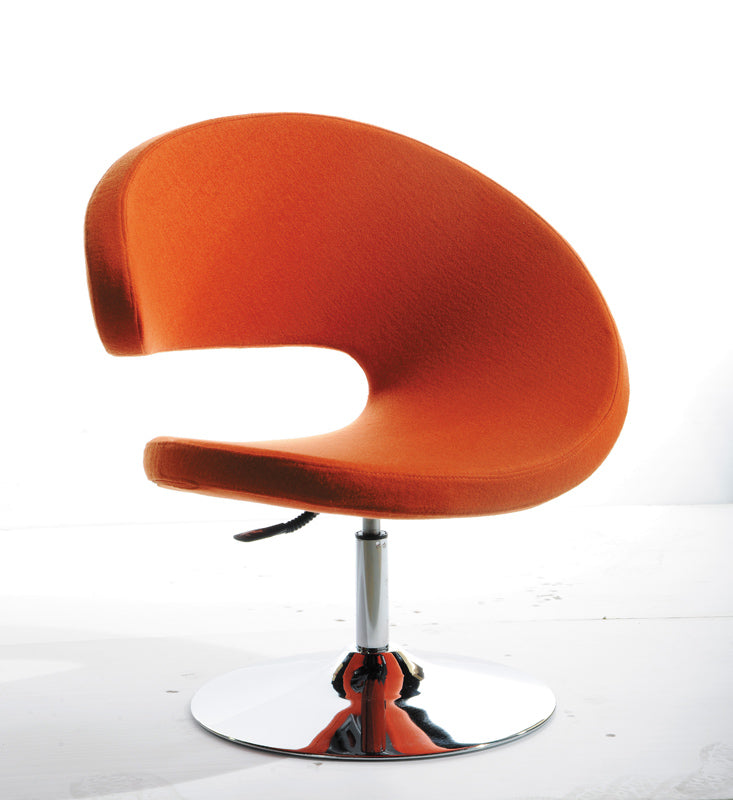 HomeRoots 34" Fabric Polyester and Wool Lounge Chair in Orange Finish