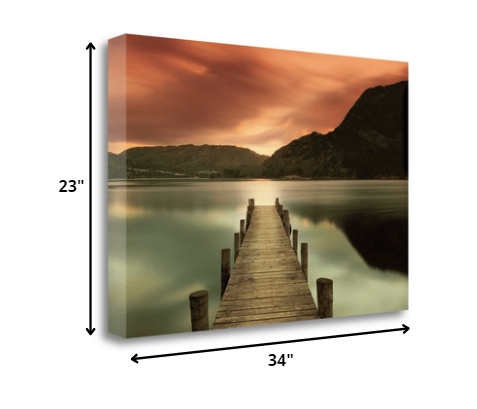 HomeRoots 34" Gorgeous Sunset over the Lake Giclee Wrap Canvas Wall Art