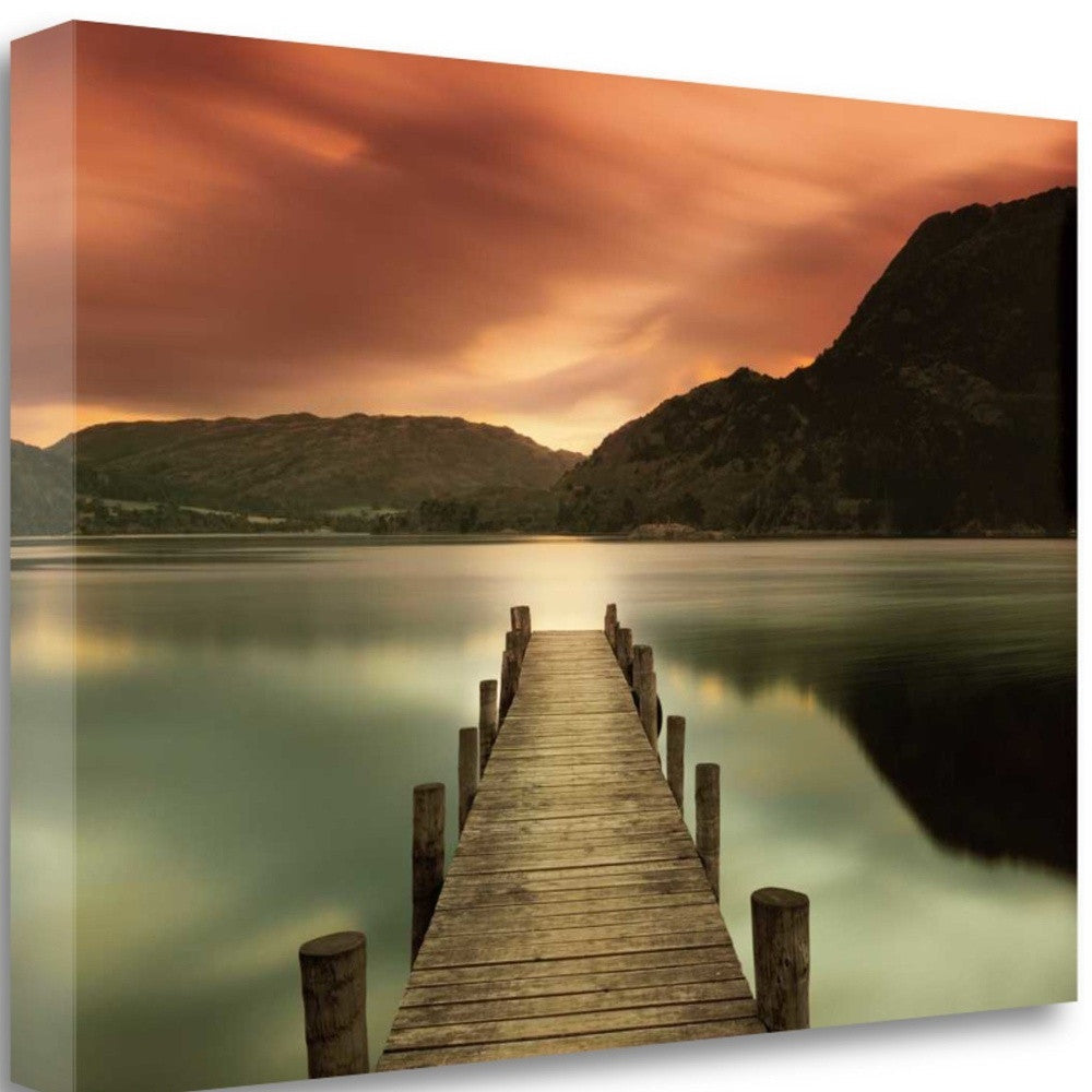 HomeRoots 34" Gorgeous Sunset over the Lake Giclee Wrap Canvas Wall Art