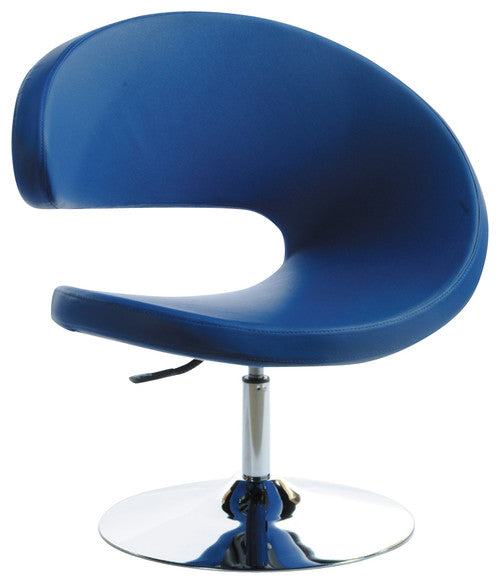 HomeRoots 34" Leatherette Lounge Chair in Blue Finish