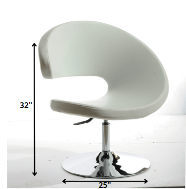 HomeRoots 34" Leatherette Lounge Chair in White Finish