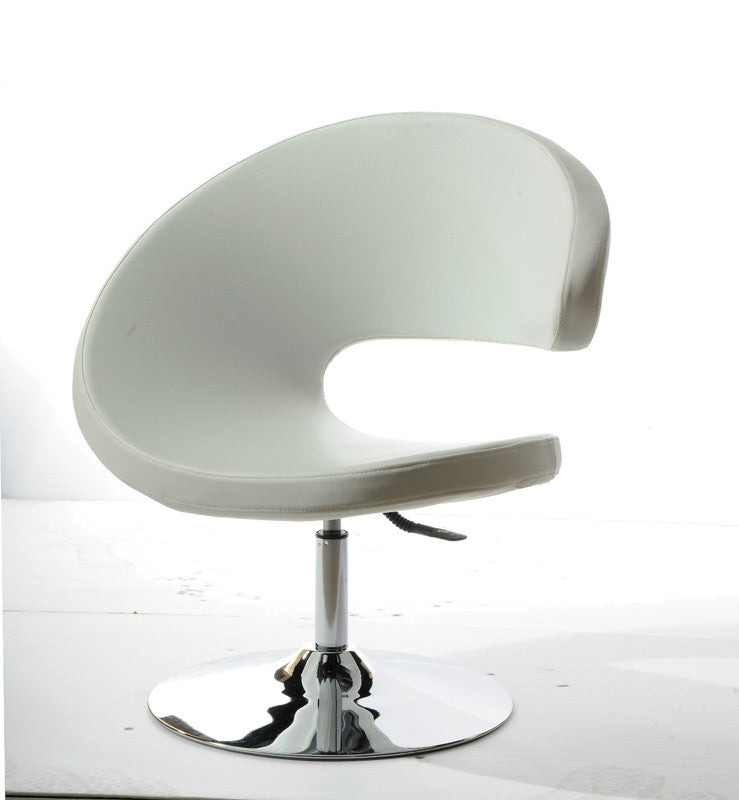 HomeRoots 34" Leatherette Lounge Chair in White Finish