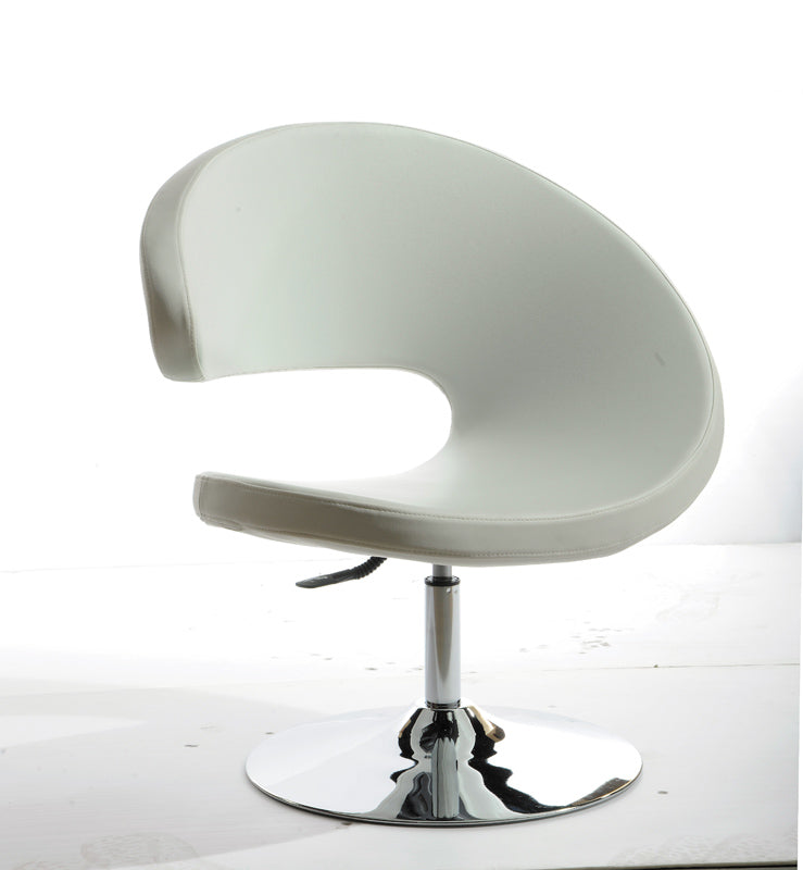 HomeRoots 34" Leatherette Lounge Chair in White Finish